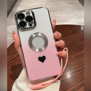 iPhone 14 Promax cute colorful summer  Heart Print Phone Case With Lanyard